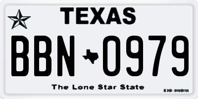 TX license plate BBN0979