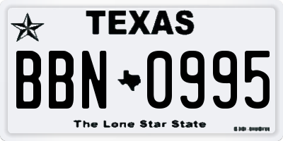 TX license plate BBN0995