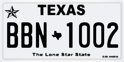 TX license plate BBN1002