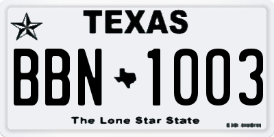 TX license plate BBN1003