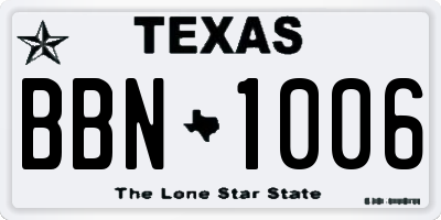 TX license plate BBN1006