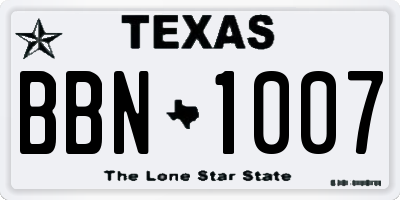 TX license plate BBN1007