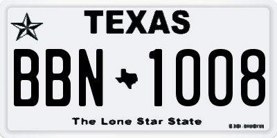 TX license plate BBN1008