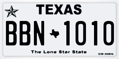 TX license plate BBN1010