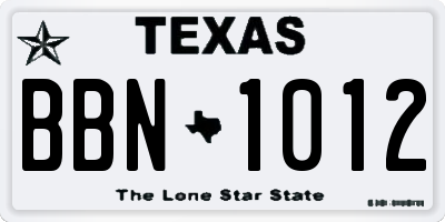 TX license plate BBN1012