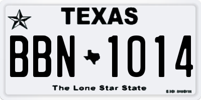 TX license plate BBN1014