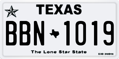 TX license plate BBN1019