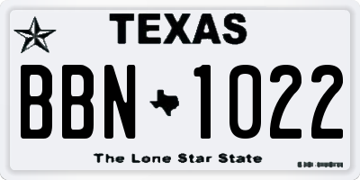 TX license plate BBN1022