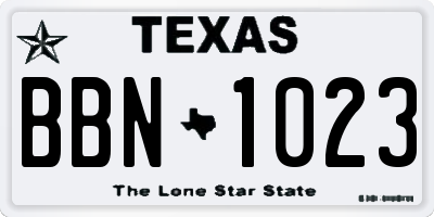 TX license plate BBN1023