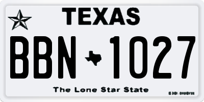 TX license plate BBN1027