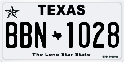 TX license plate BBN1028