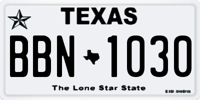 TX license plate BBN1030