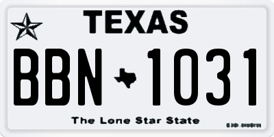 TX license plate BBN1031