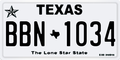 TX license plate BBN1034