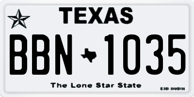 TX license plate BBN1035
