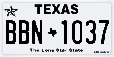 TX license plate BBN1037