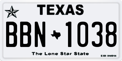 TX license plate BBN1038