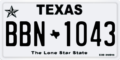 TX license plate BBN1043