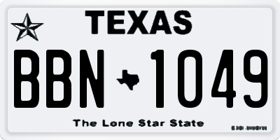 TX license plate BBN1049