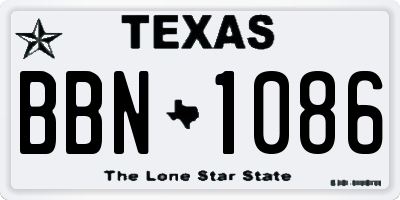 TX license plate BBN1086