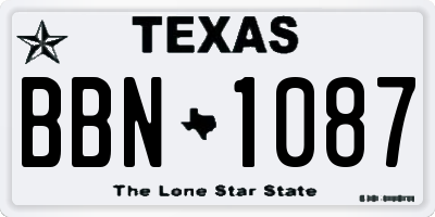 TX license plate BBN1087