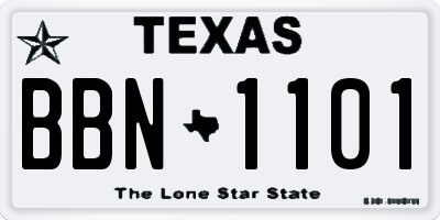 TX license plate BBN1101