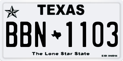 TX license plate BBN1103