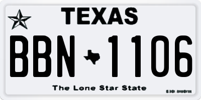 TX license plate BBN1106