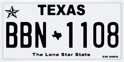 TX license plate BBN1108
