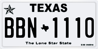 TX license plate BBN1110