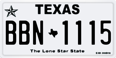 TX license plate BBN1115