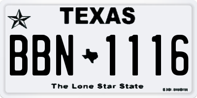 TX license plate BBN1116