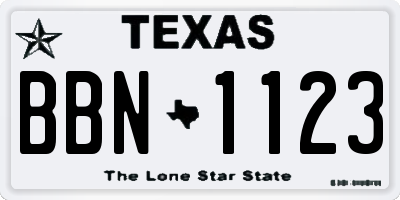 TX license plate BBN1123