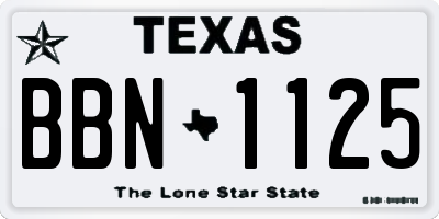 TX license plate BBN1125