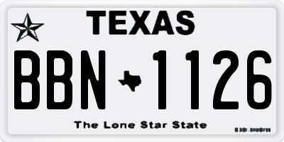 TX license plate BBN1126