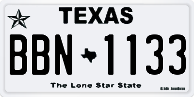 TX license plate BBN1133