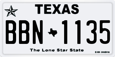 TX license plate BBN1135