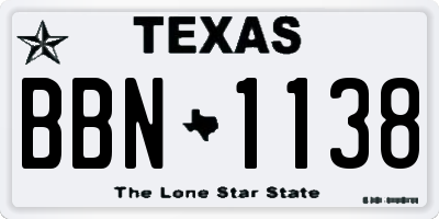 TX license plate BBN1138