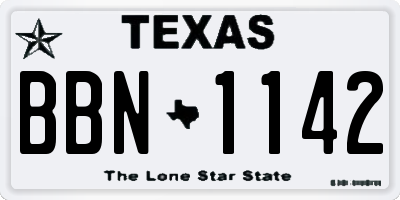 TX license plate BBN1142