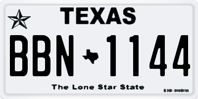 TX license plate BBN1144