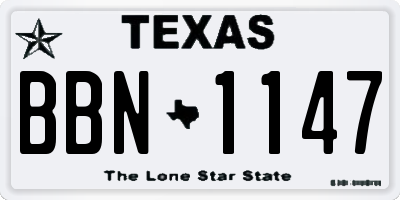 TX license plate BBN1147