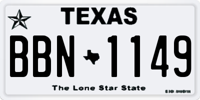 TX license plate BBN1149