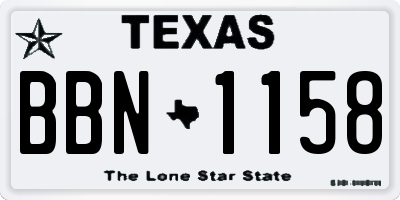 TX license plate BBN1158