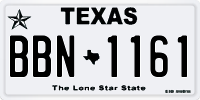 TX license plate BBN1161