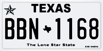 TX license plate BBN1168