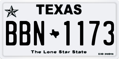 TX license plate BBN1173