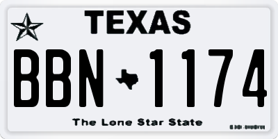 TX license plate BBN1174