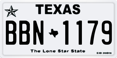 TX license plate BBN1179