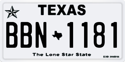 TX license plate BBN1181