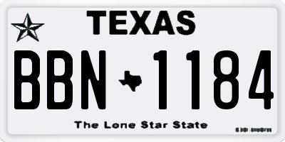 TX license plate BBN1184